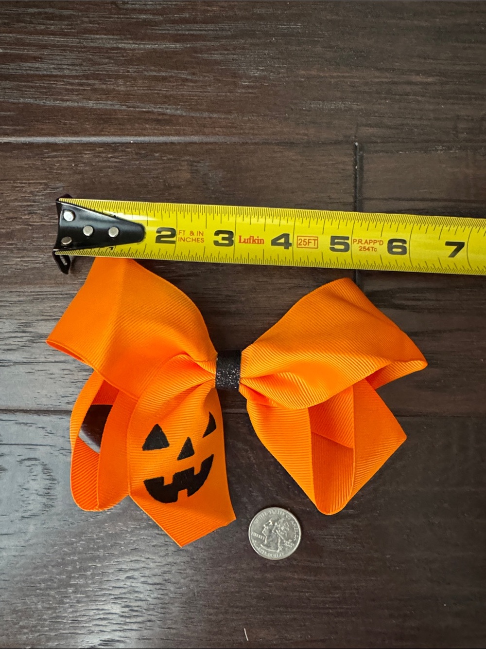 NWOT Halloween Bow Hair Clip with Skeleton Hand and Bow Clip - Orange - Picture 2 of 6